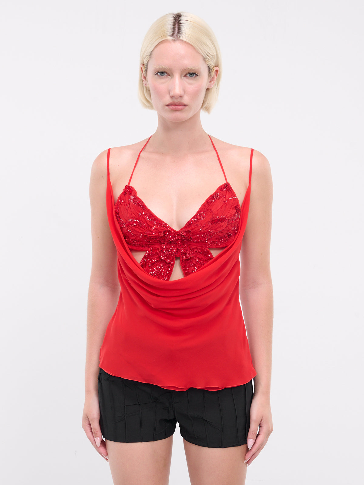 Embroidered Butterfly Top (4C065A-N0313-LIPSTICK-RED)