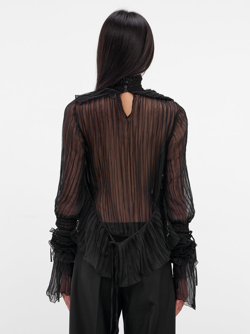 Black Silk Chiffon Layered Top (4C198A-N0990-BLACK)