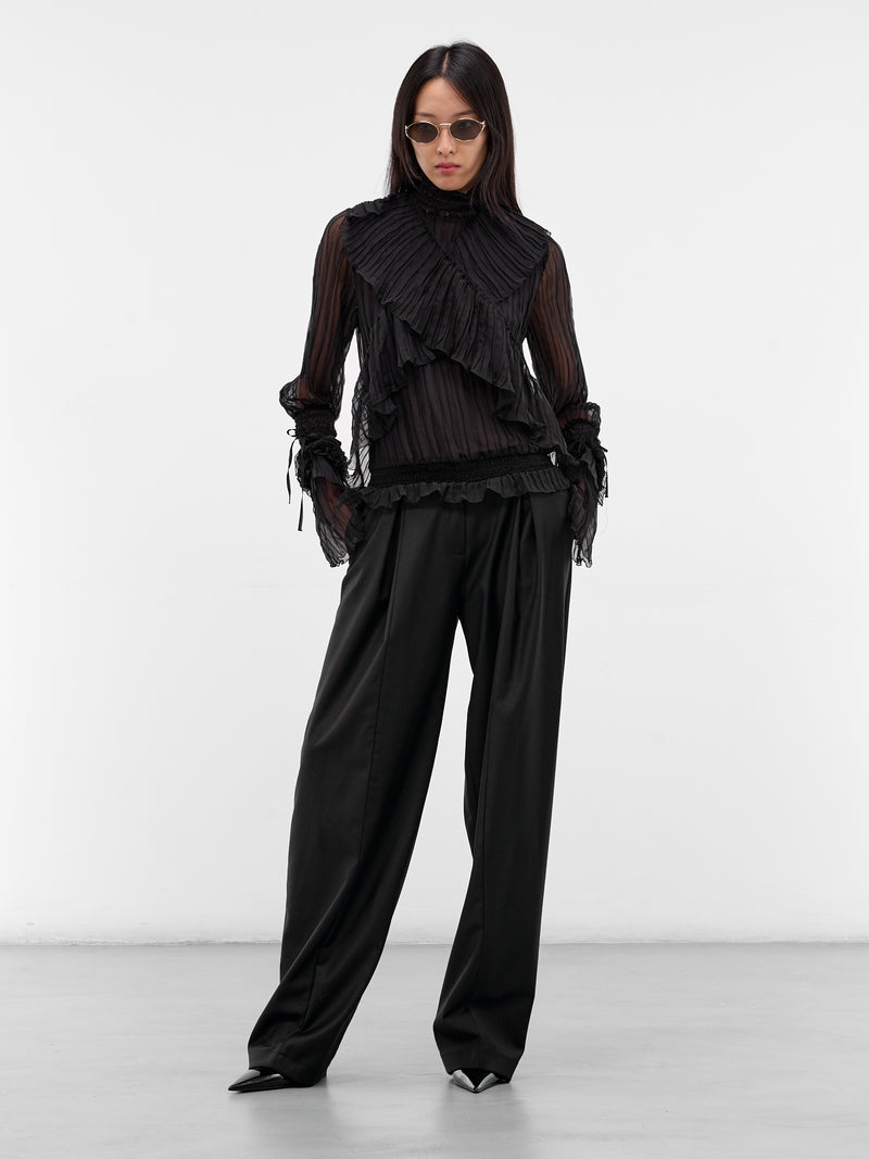 Black Silk Chiffon Layered Top (4C198A-N0990-BLACK)