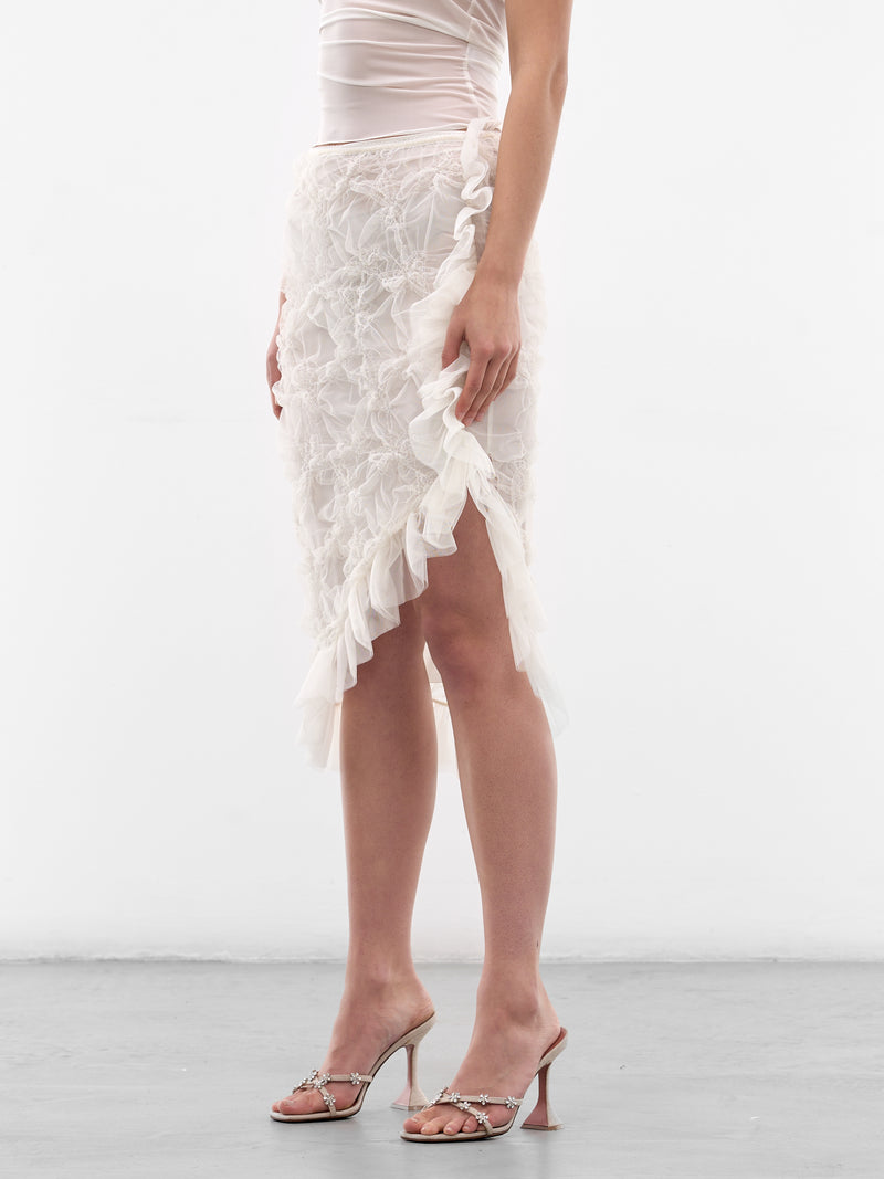 Butterfly Embroidered Sheer Ruffle Skirt (4G118A-N0108-BUTTER)