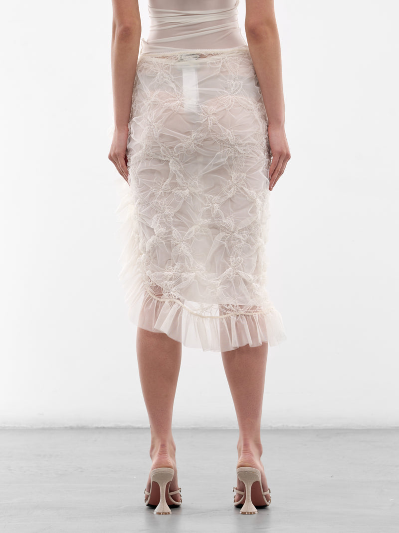 Butterfly Embroidered Sheer Ruffle Skirt (4G118A-N0108-BUTTER)