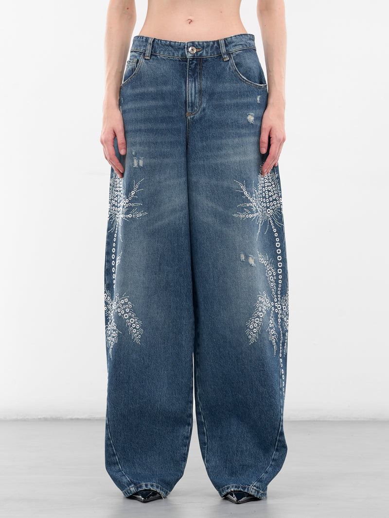 Baggy Blue Studded Denim Jeans (4J122A-C6F18-PEACOAT-WARM)