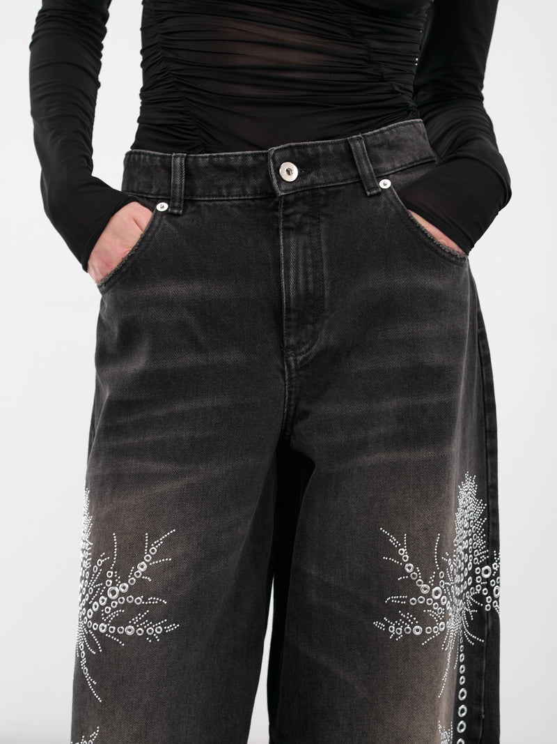 Baggy Black Studded Denim Jeans (4J122A-N0990-BLACK)