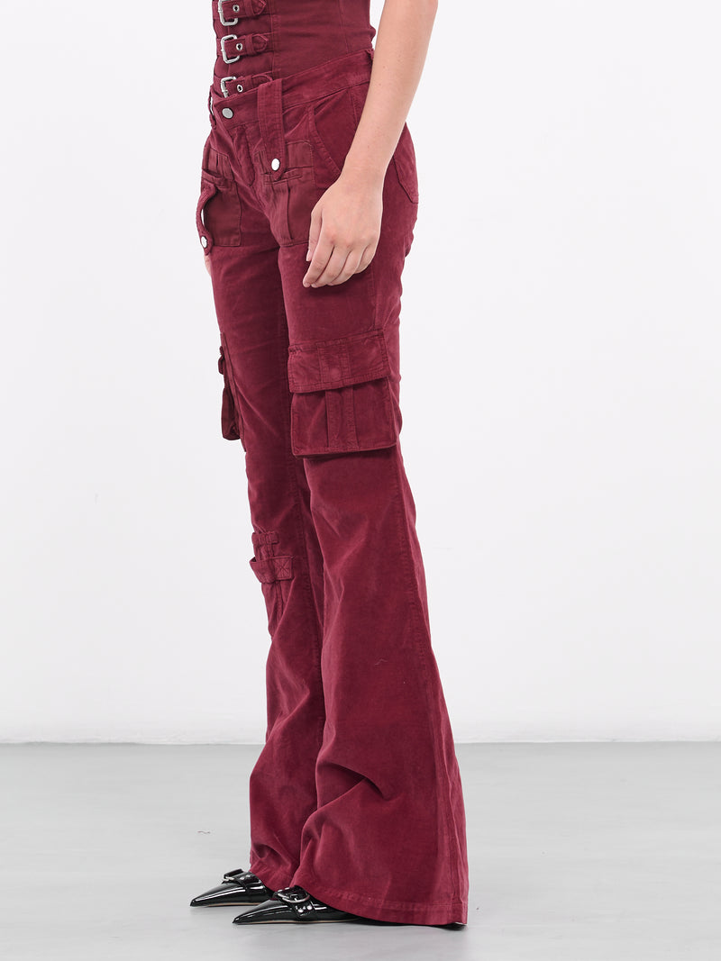 Velvet Flared Trousers (4P024A-N0745-PORT-ROYALE)
