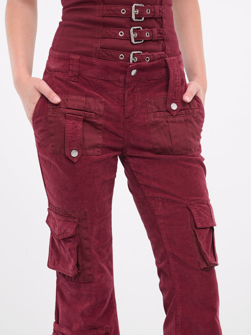 Velvet Flared Trousers (4P024A-N0745-PORT-ROYALE)