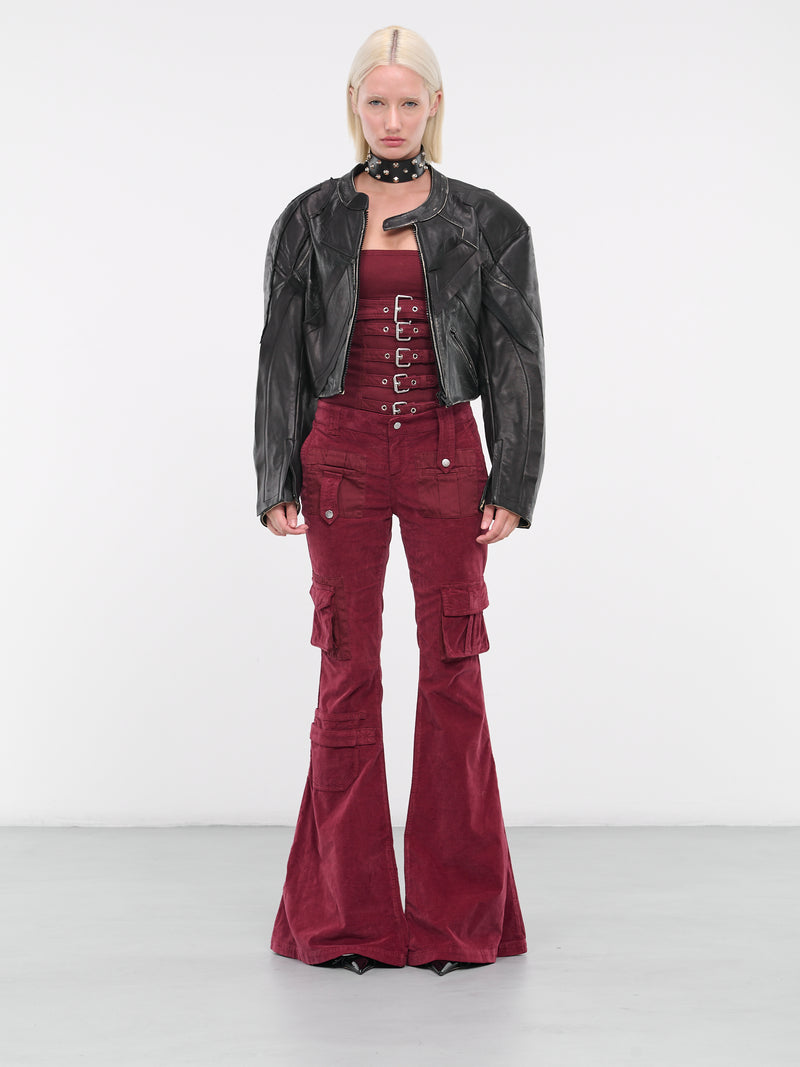Velvet Flared Trousers (4P024A-N0745-PORT-ROYALE)