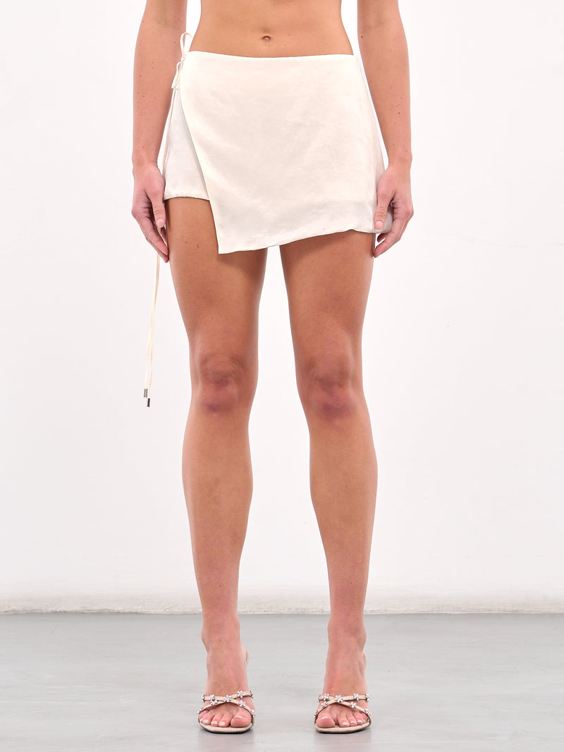 Washed Gabardine Wrap Mini Shorts (4P084A-N0108-BUTTER)