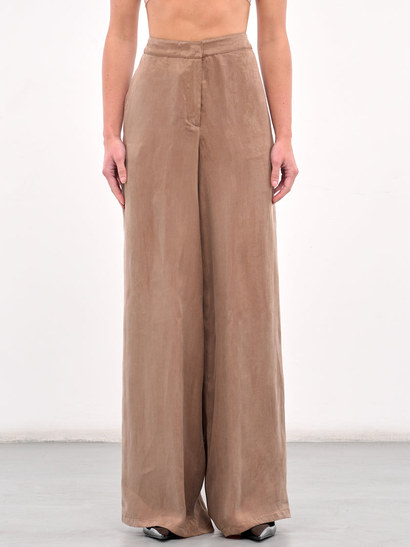 Gabardine Wide Leg Trousers (4P093A-N0555-BEAR-BROWN)