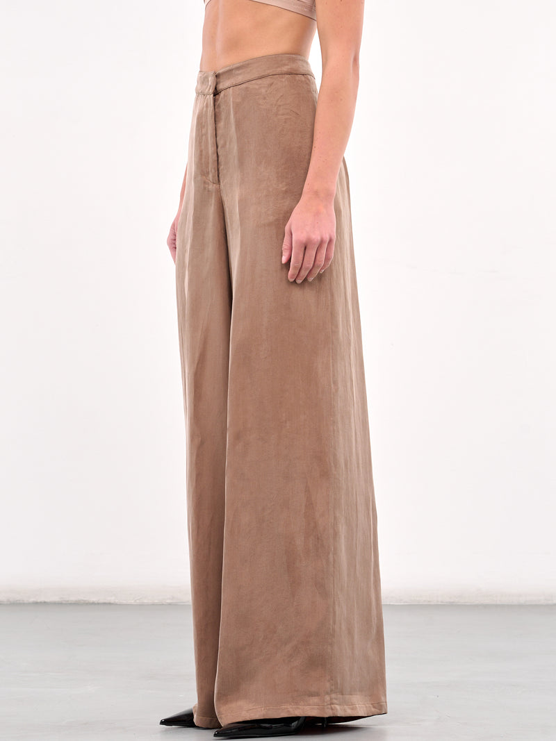 Gabardine Wide Leg Trousers (4P093A-N0555-BEAR-BROWN)