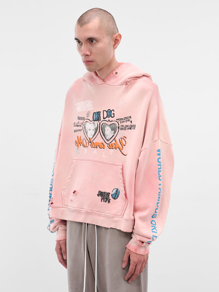 Pink Oki Dog Graphic Hoodie (4U005Q3009-PINK)