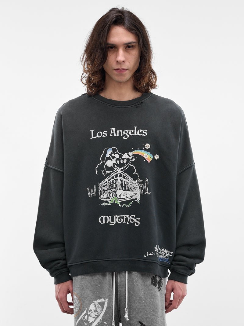 Black Mythyss Cotton Crewneck Sweatshirt (4U009Q1010BLK-VINTAGE-BLACK)