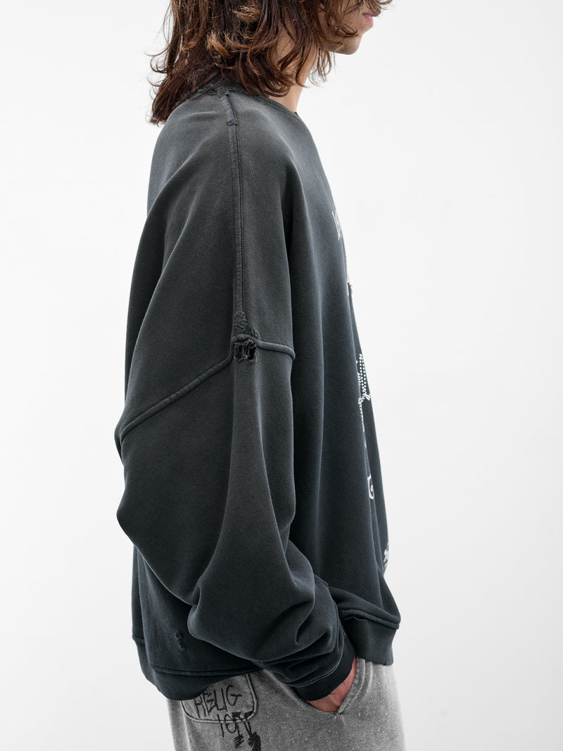 Black Mythyss Cotton Crewneck Sweatshirt (4U009Q1010BLK-VINTAGE-BLACK)