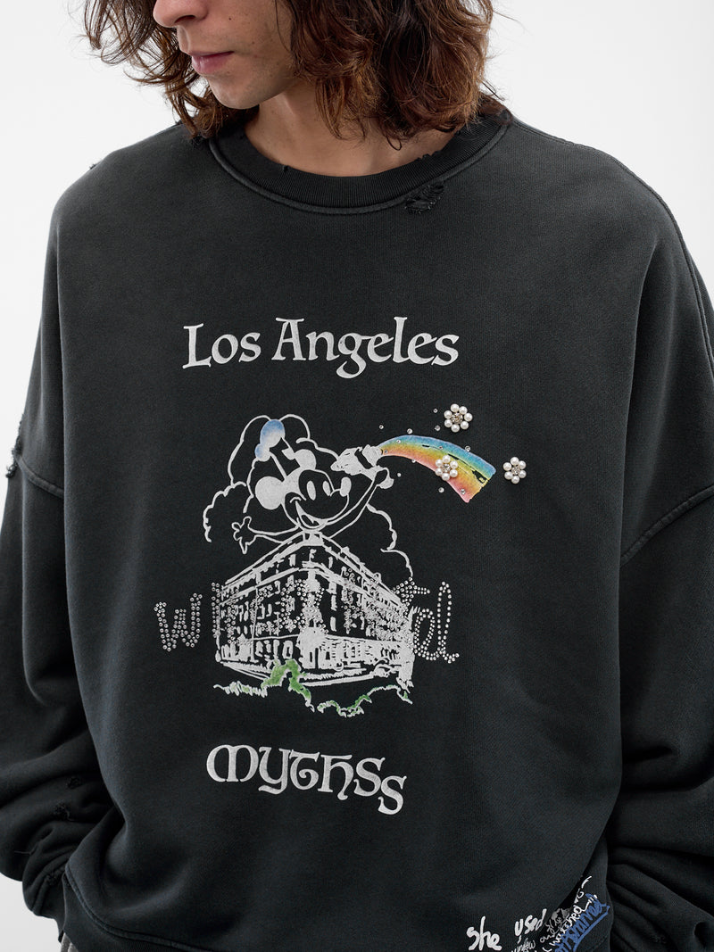 Black Mythyss Cotton Crewneck Sweatshirt (4U009Q1010BLK-VINTAGE-BLACK)