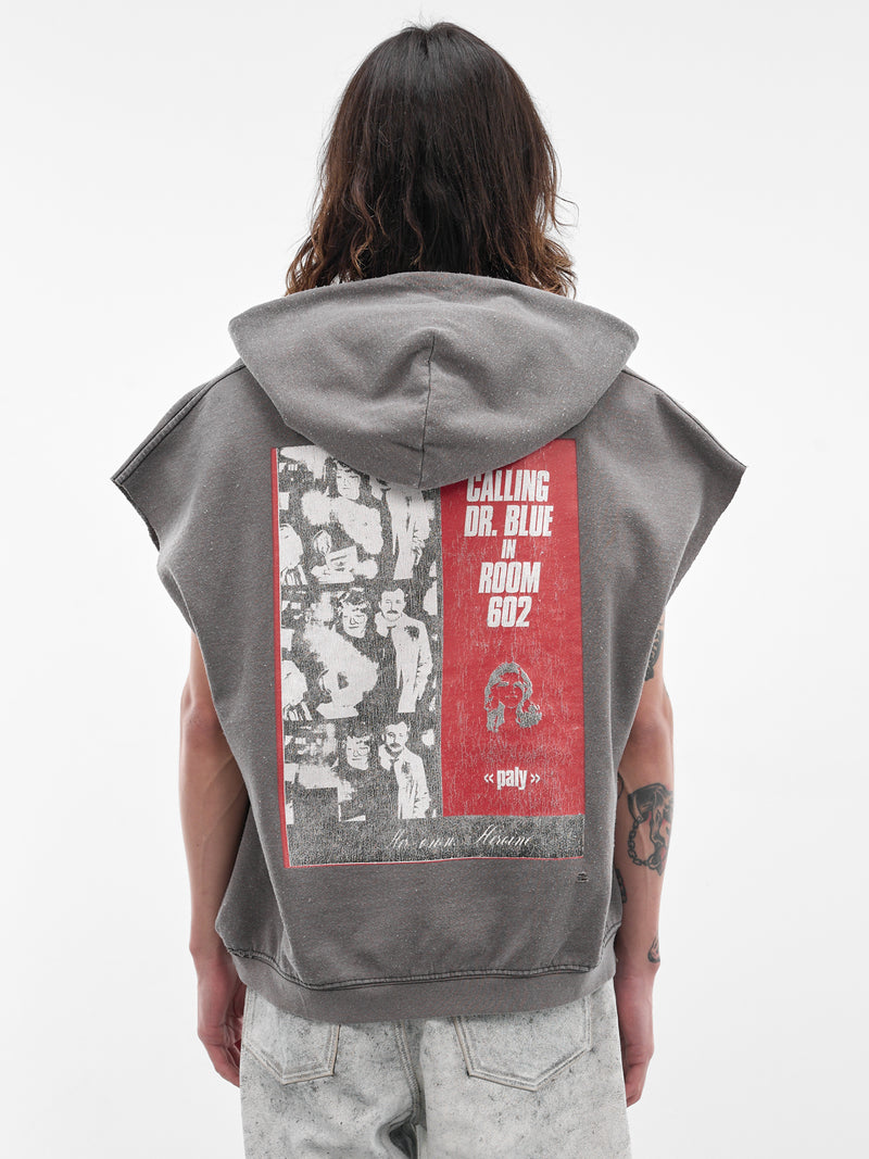 Dr. Blue Cut-Off Sleeveless Hoodie (4U013Q1010BRN-BROWN)