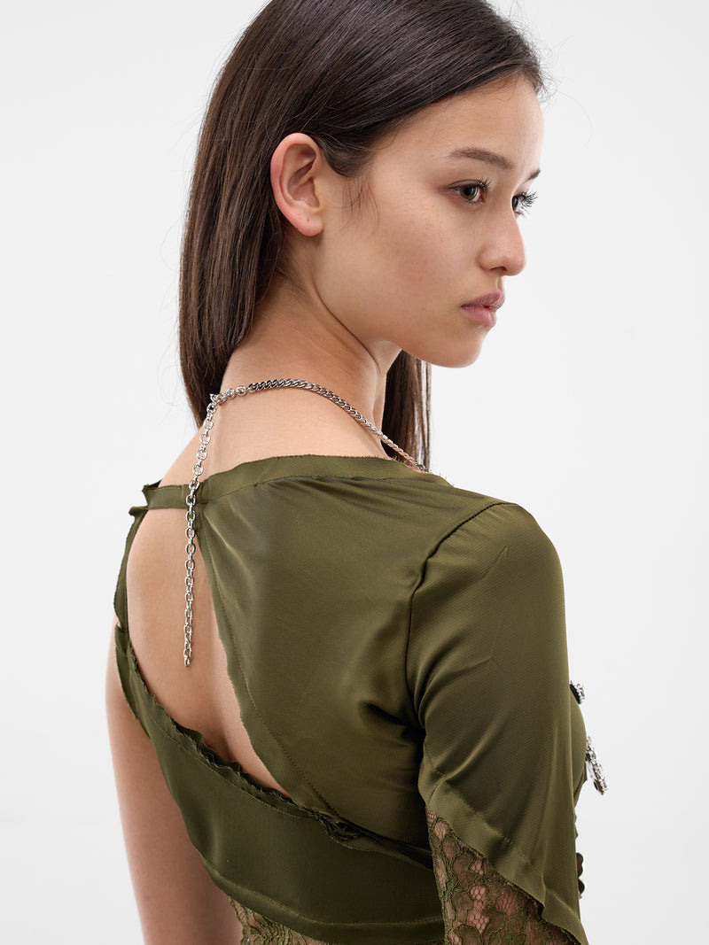 Silver Dragonfly Cross Chain Necklace (4W285A-N0992-SILVER)