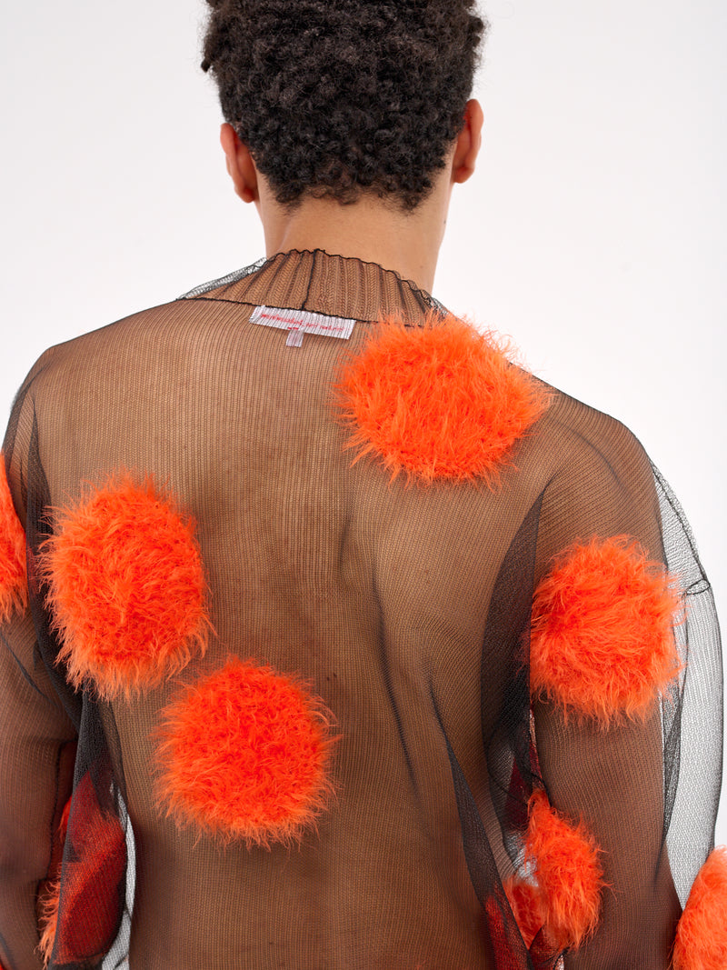 Sheer Hairy Flying Dots Sweater (5001-COMB-II-BLACK-ORANGE)