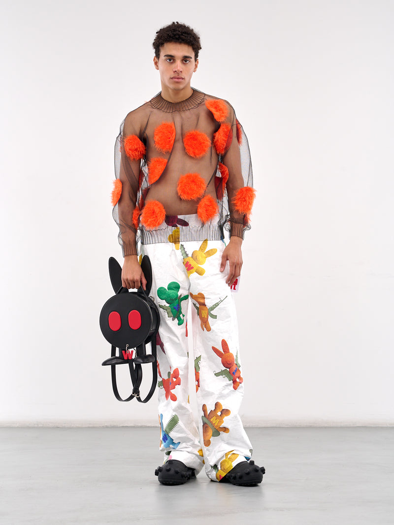 Sheer Hairy Flying Dots Sweater (5001-COMB-II-BLACK-ORANGE)