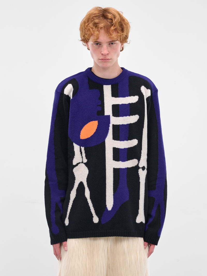 Black Skeleton Jacquard Knit Sweater (5002-COMB-I-BLACK)
