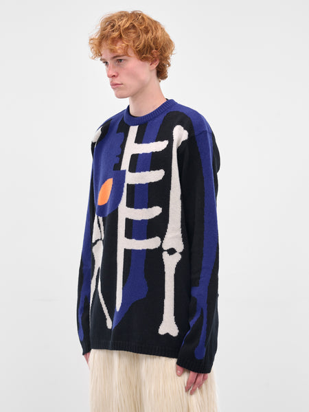 Black Skeleton Jacquard Knit Sweater (5002-COMB-I-BLACK)