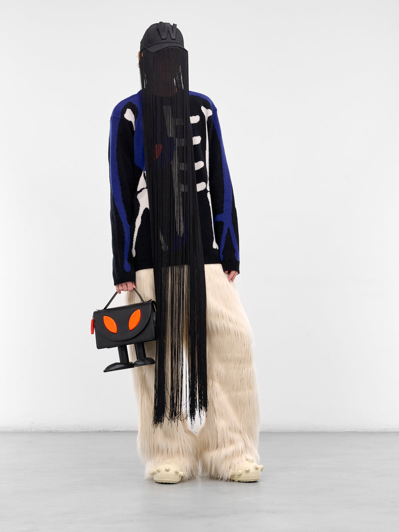 Black Leather Alien Friend Bag (9046-COMB-I-BLACK)