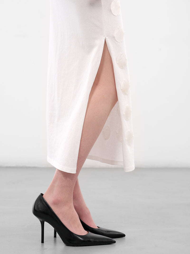 White MOP Sequin Maxi Skirt (5005-WHITE)