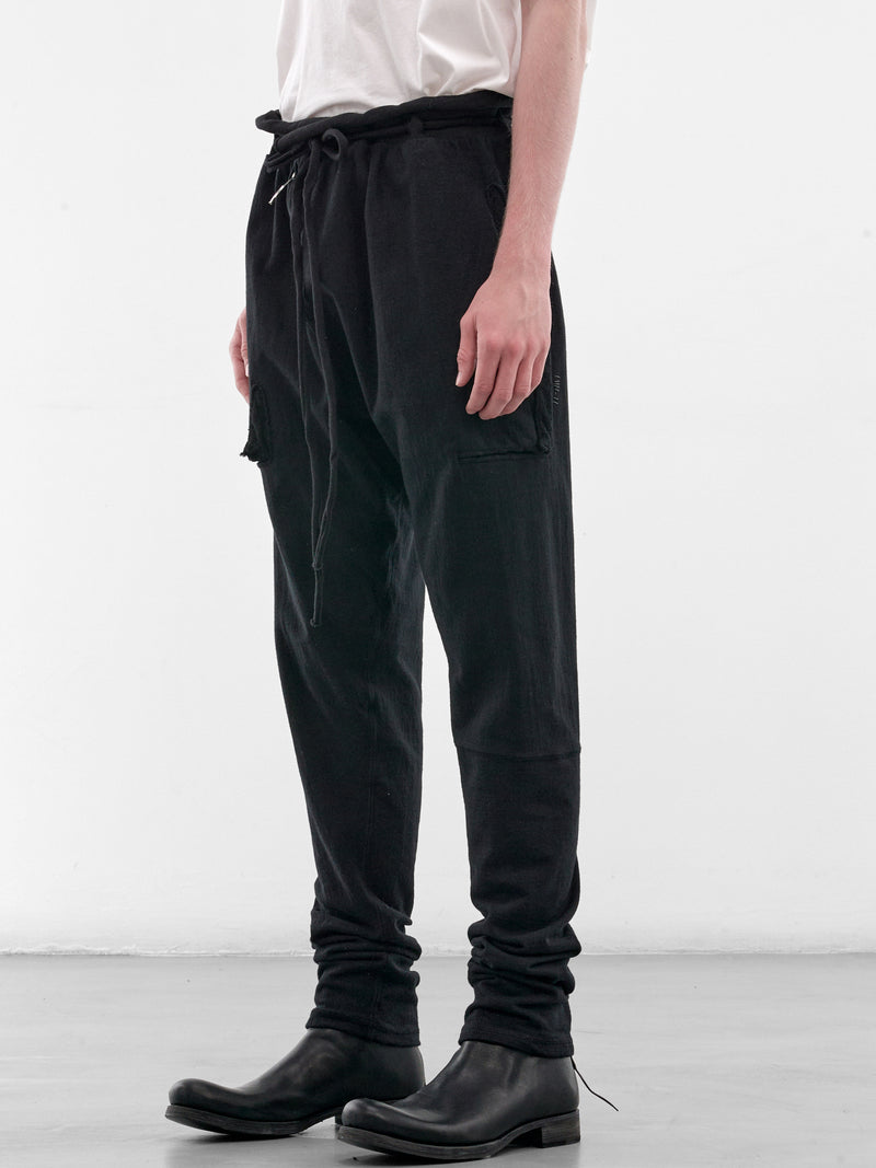 Black Cotton Deconstructed Sweatpants (5224-BLACK)