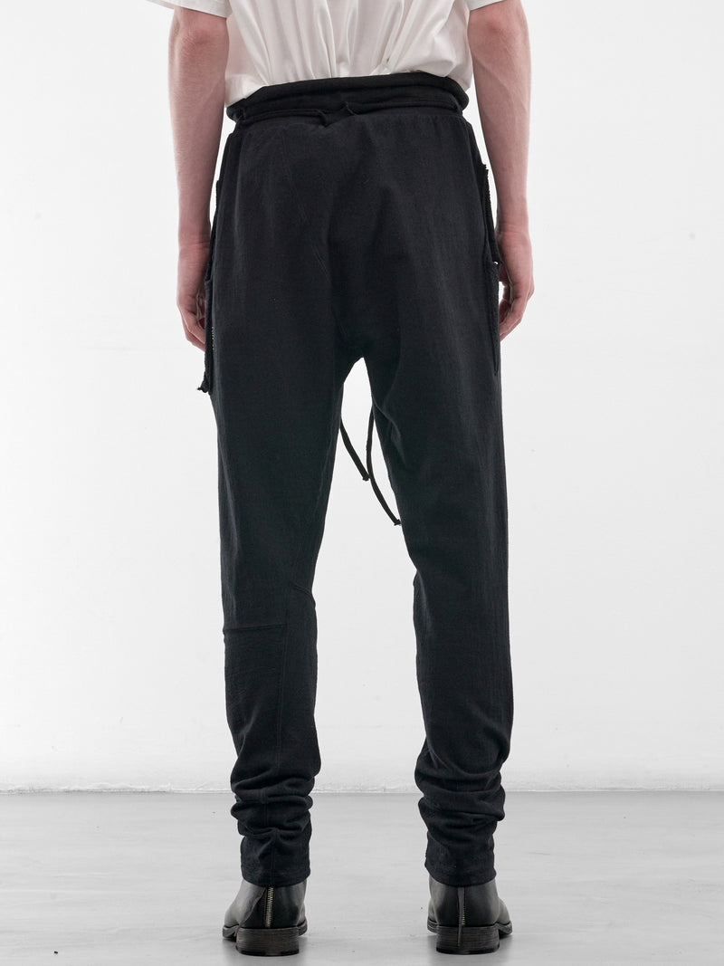 Black Cotton Deconstructed Sweatpants (5224-BLACK)