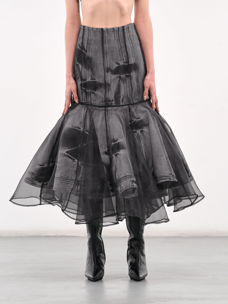 Layered Mermaid Midi Skirt (5227F015-BLACK)