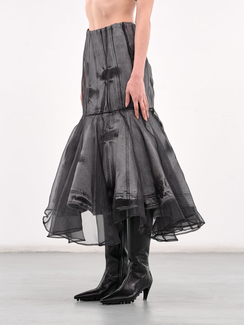 Layered Mermaid Midi Skirt (5227F015-BLACK)