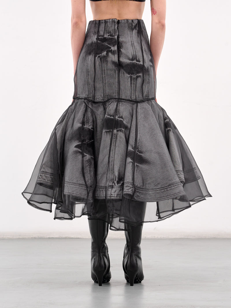 Layered Mermaid Midi Skirt (5227F015-BLACK)