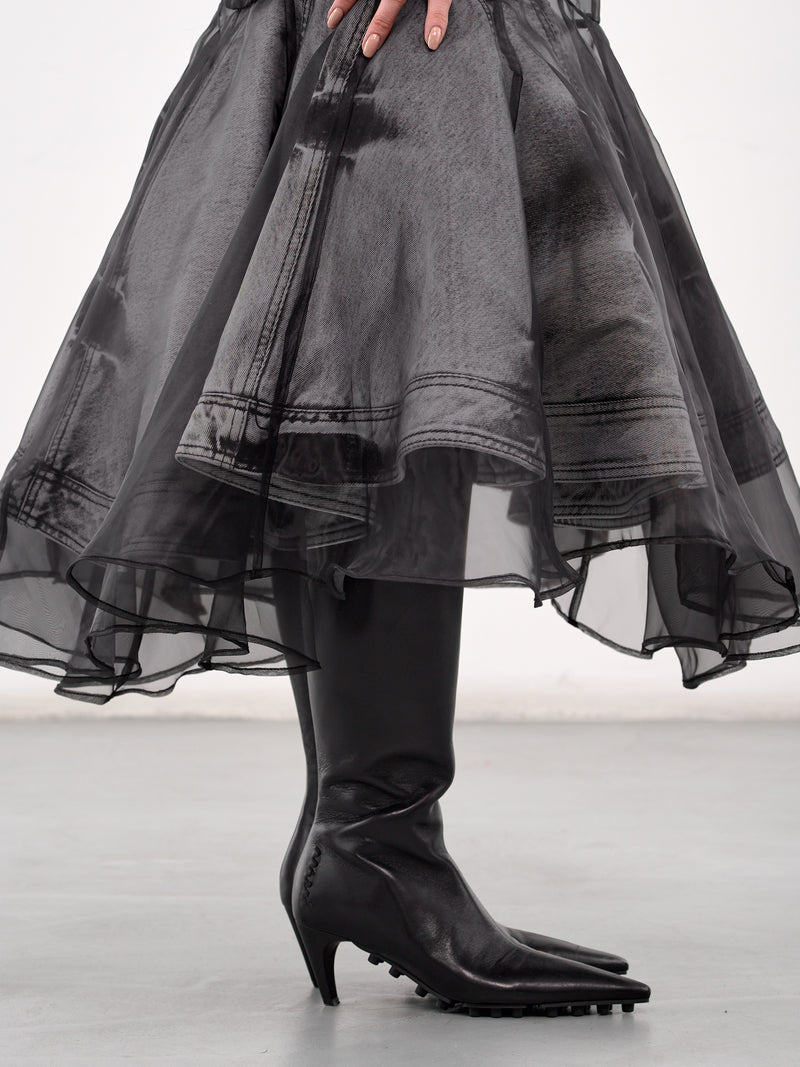 Layered Mermaid Midi Skirt (5227F015-BLACK)