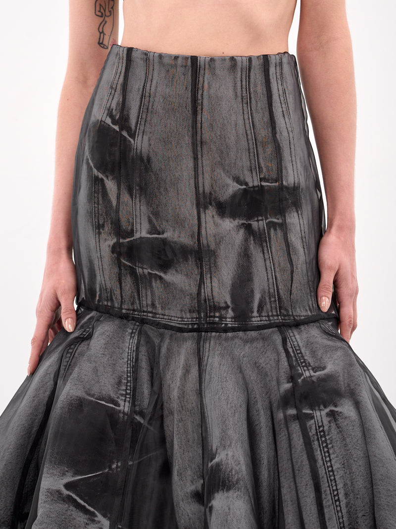 Layered Mermaid Midi Skirt (5227F015-BLACK)