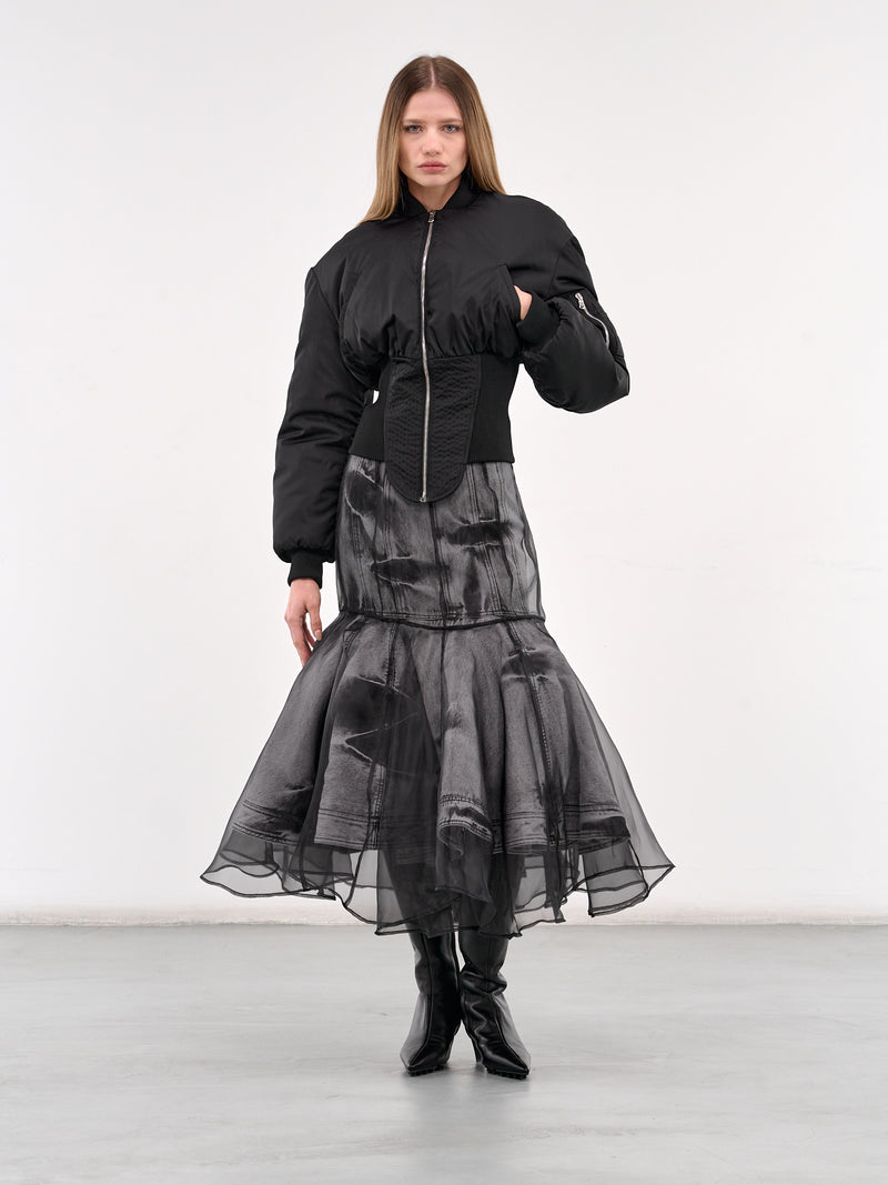 Layered Mermaid Midi Skirt (5227F015-BLACK)