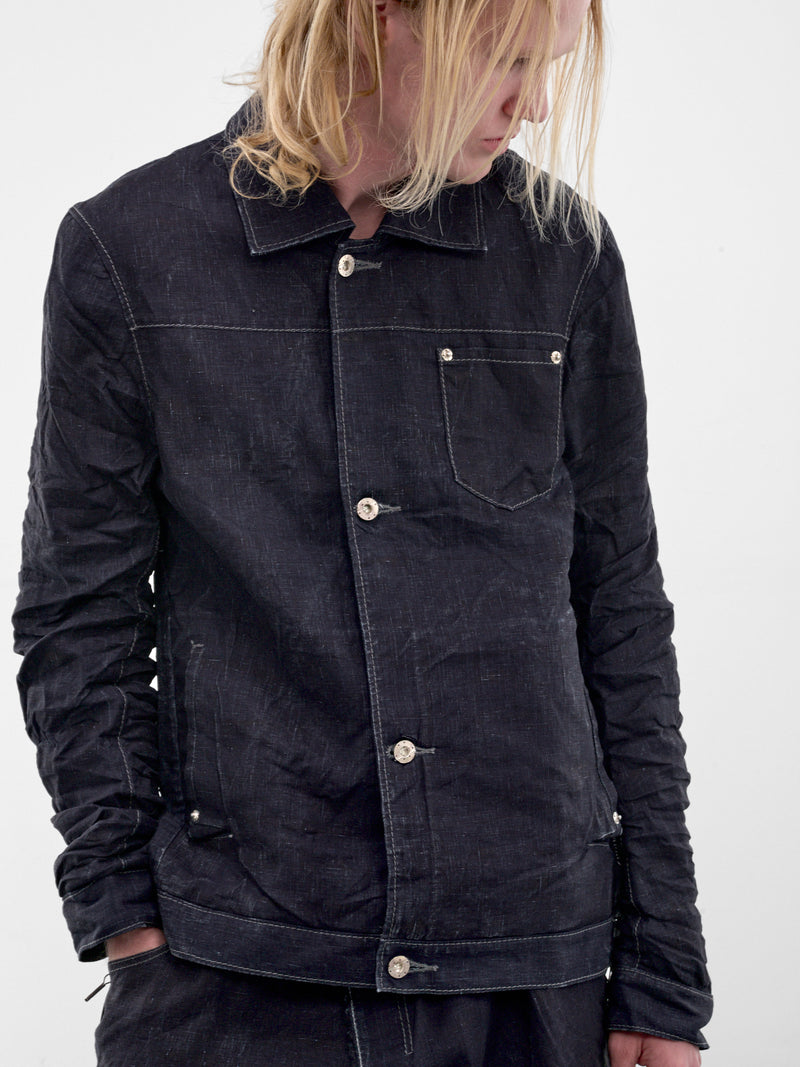Indigo Displacement Linen Jean Jacket (5234-INDIGO)