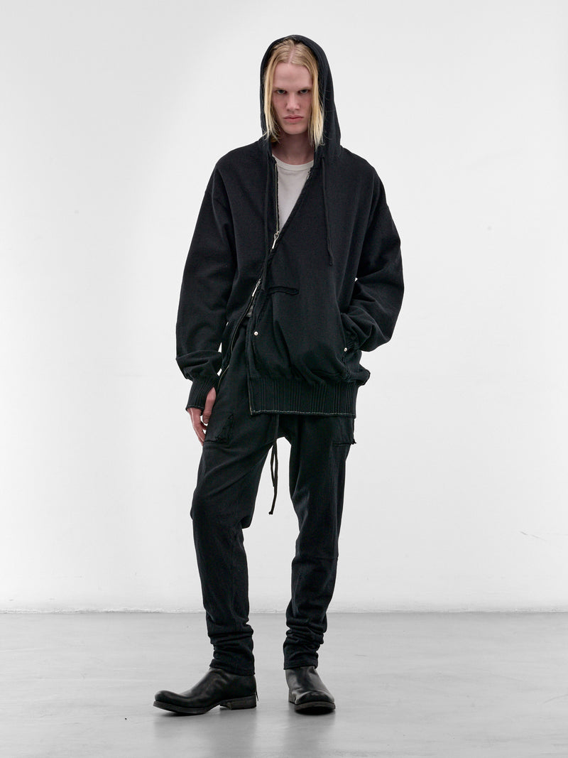 Black Cotton Deconstructed Sweatpants (5224-BLACK)