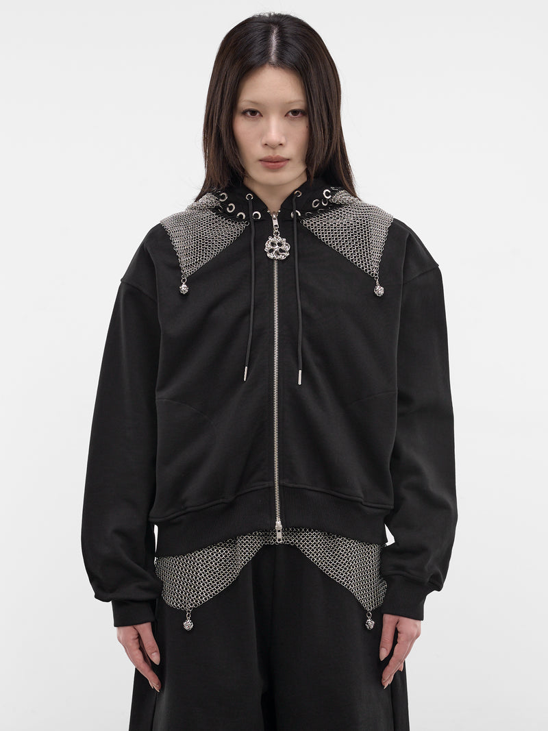 Black Titan Chainmail Zip Hoodie (5287-TITAN-CHAINMAIL-BLACK-SIL)