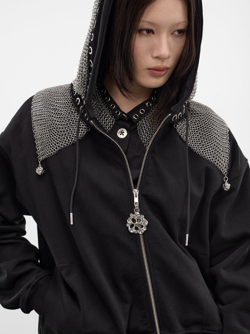 Black Titan Chainmail Zip Hoodie (5287-TITAN-CHAINMAIL-BLACK-SIL)