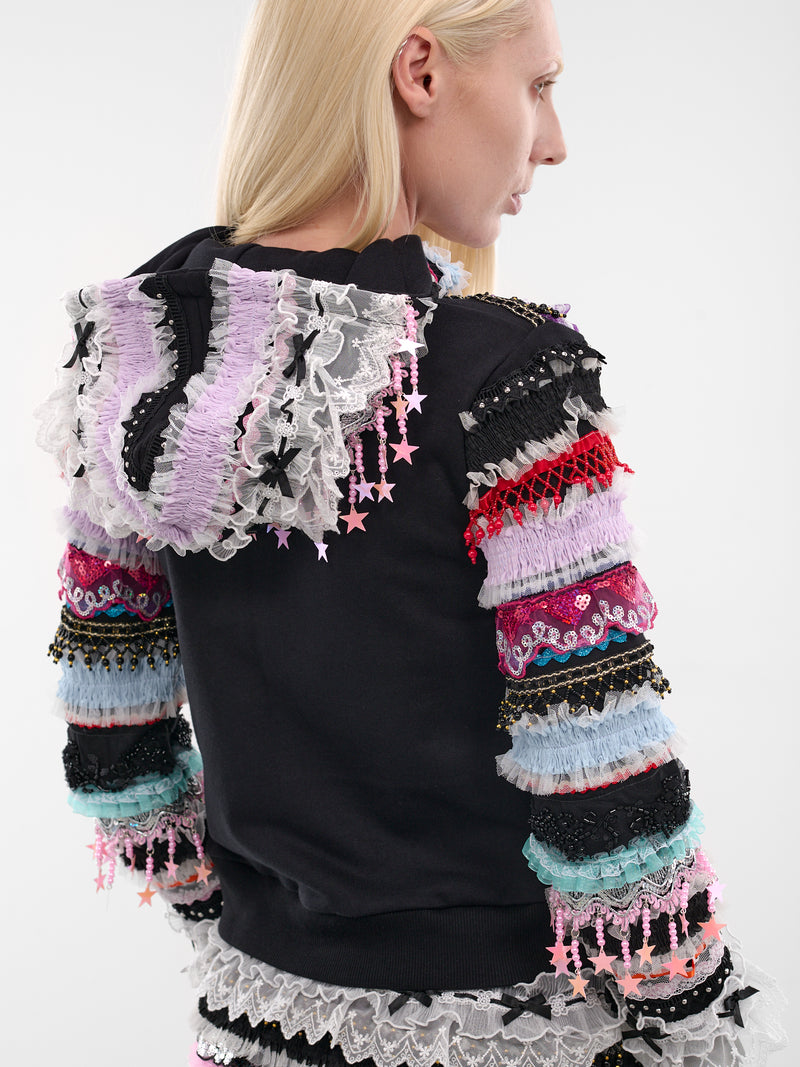 Starbrites Ruffled Patchwork Zip Hoodie (5290-STARBRITES-BLACK-MULTI)