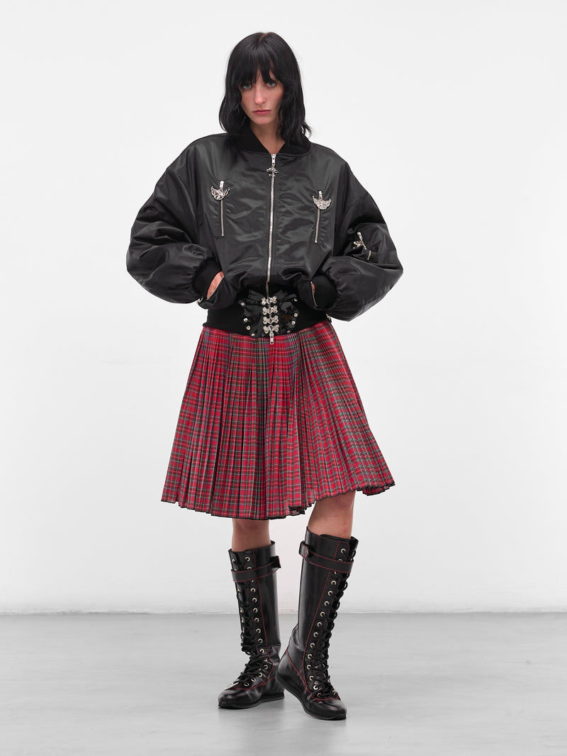 Red Fret Tartan Midi Skirt (3275-FRET-RED)