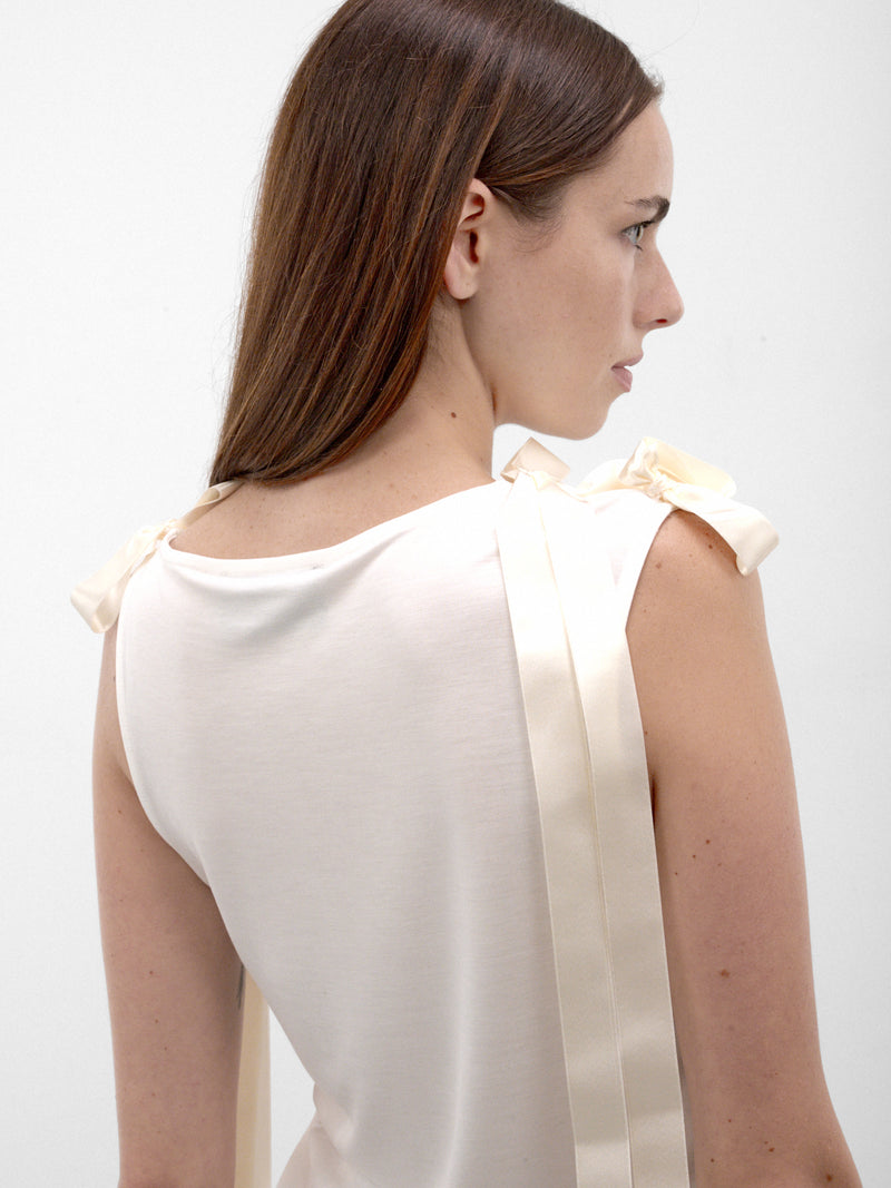 White Satin Ribbon Tank Top (5366-0571-IVORY)