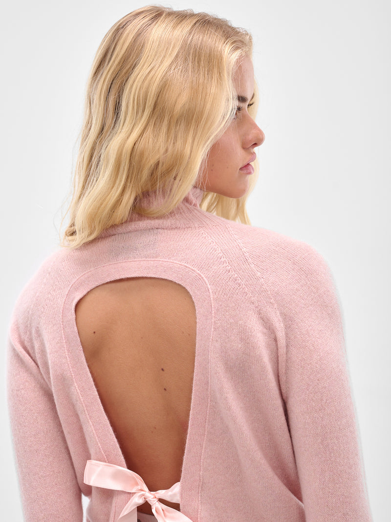 Pink Cashmere Open Back Jumper (COMK1-0667-ROSE)