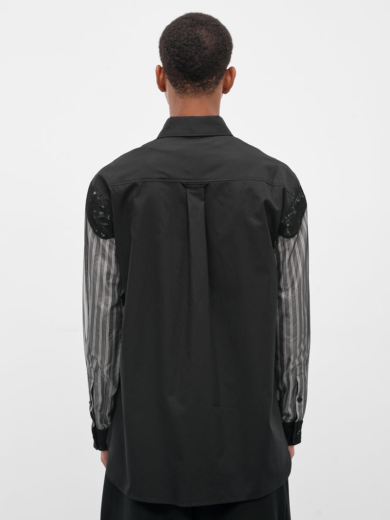 Black Trapped Patchwork Lace Shirt (5390-1277-BLACK)
