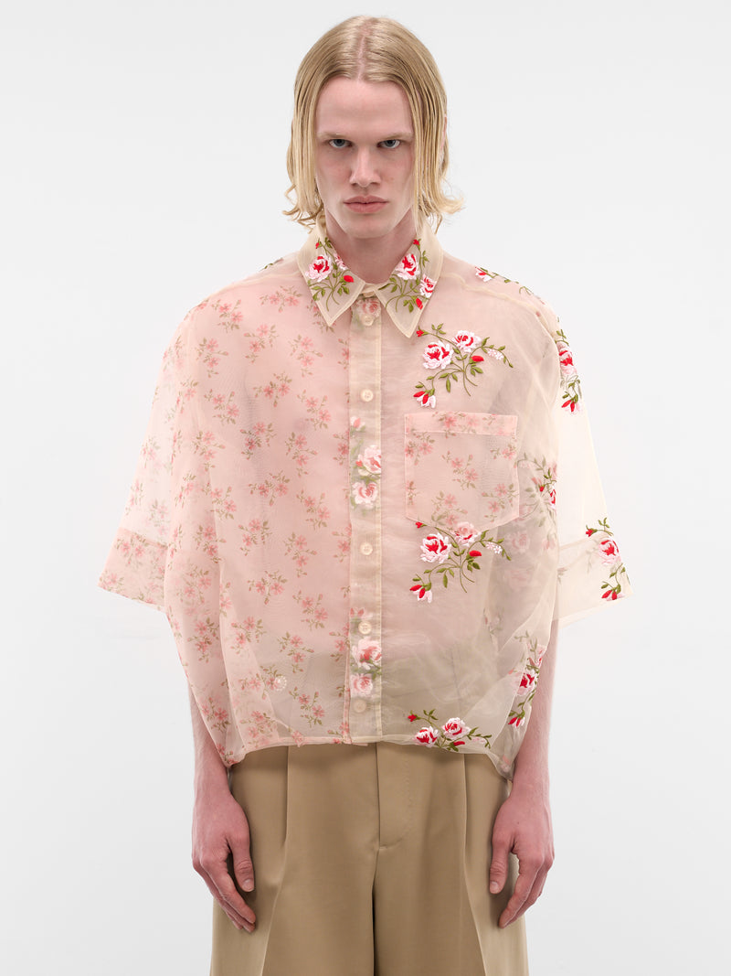 Nude Sheer Floral Boxy Shirt (5400P-1305-NUDE)