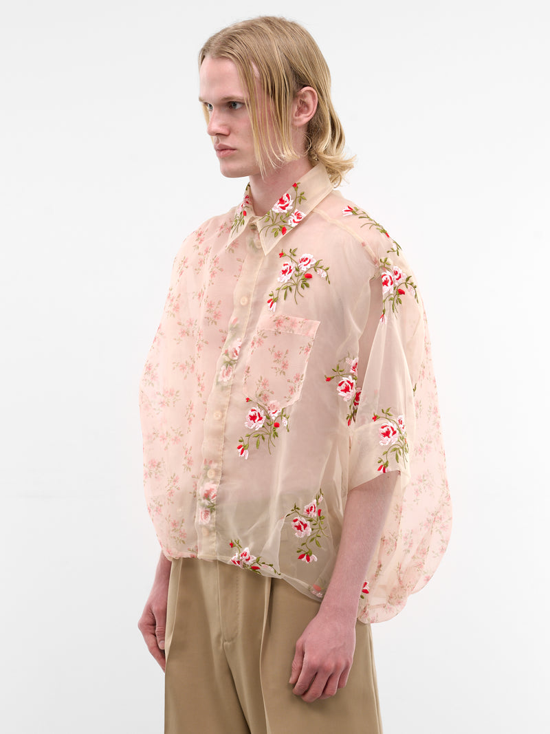 Nude Sheer Floral Boxy Shirt (5400P-1305-NUDE)