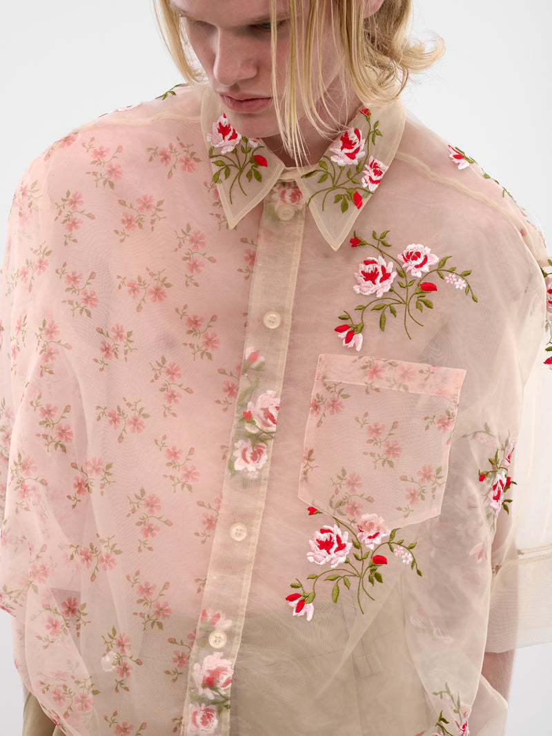 Nude Sheer Floral Boxy Shirt (5400P-1305-NUDE)