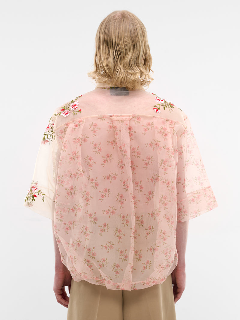 Nude Sheer Floral Boxy Shirt (5400P-1305-NUDE)