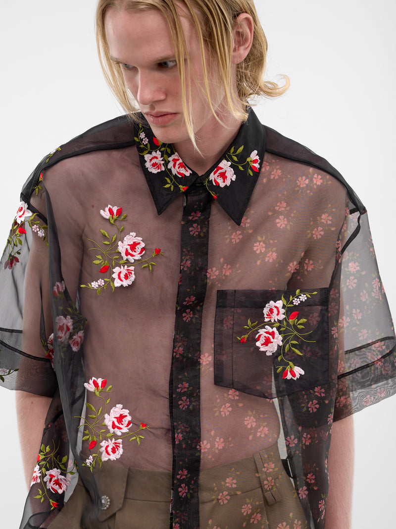 Black Sheer Floral Boxy Shirt (5414P-1305-BLACK)