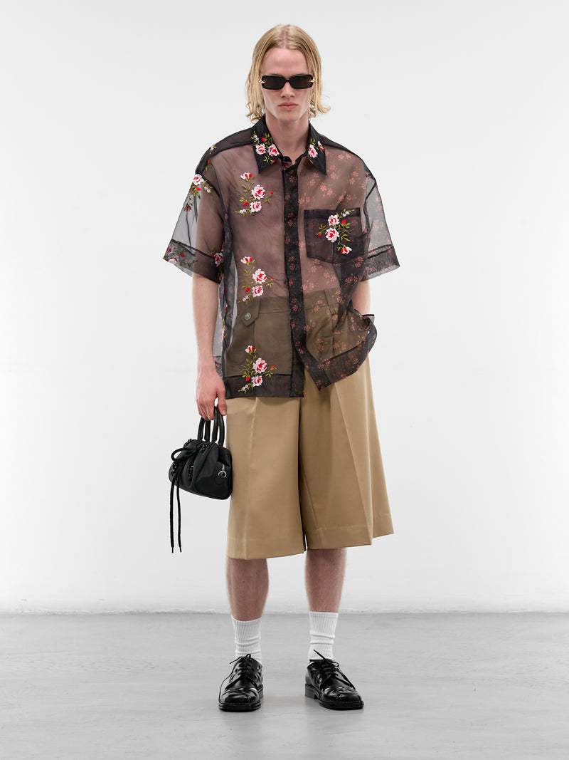 Black Sheer Floral Boxy Shirt (5414P-1305-BLACK)