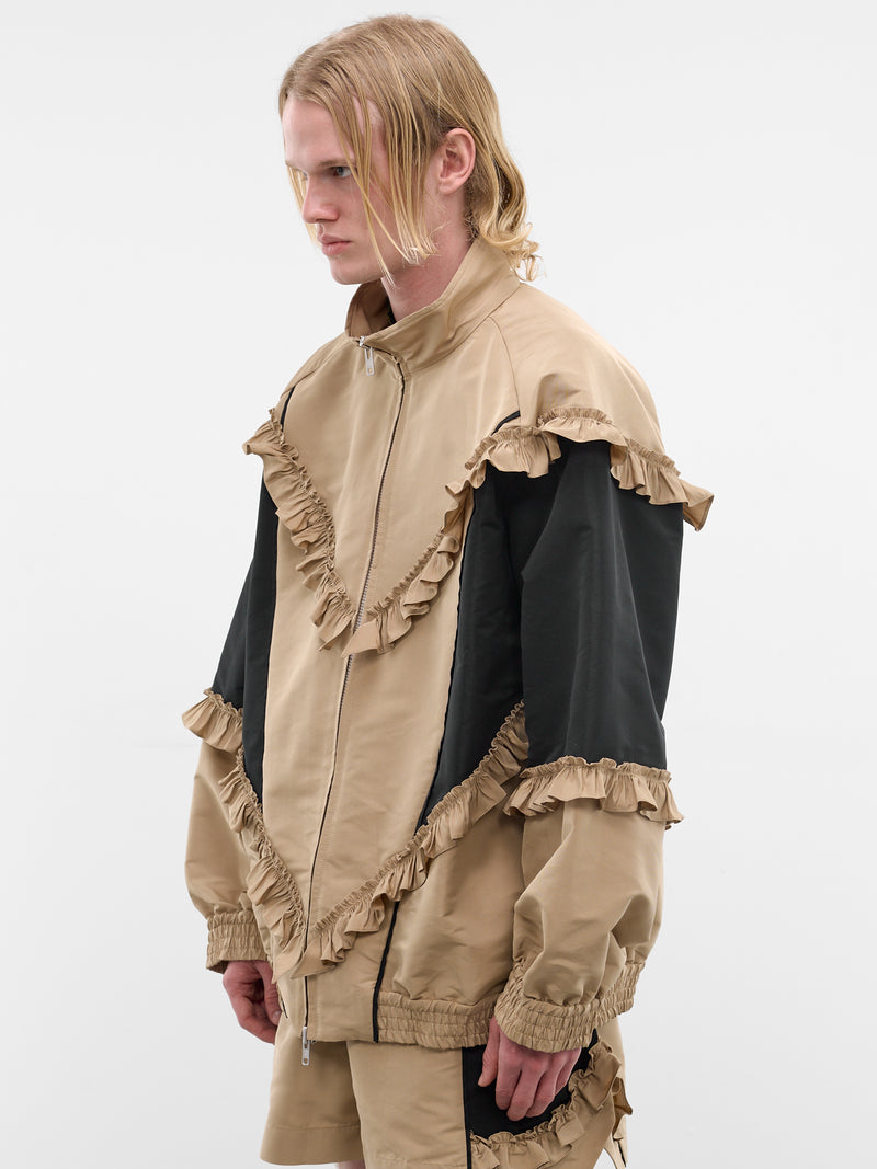 Two-Tone Ruffled Frill Jacket (6149-1292-TOFFEE-BLACK)