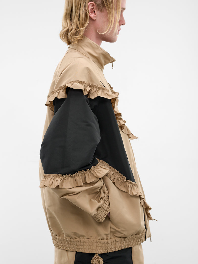 Two-Tone Ruffled Frill Jacket (6149-1292-TOFFEE-BLACK)